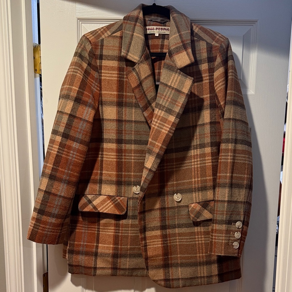 Free People Plaid Blazer
